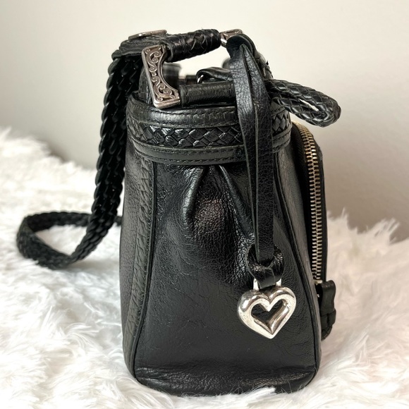 BRIGHTON Croc Embossed with Leather Trim Braid Bag, Black D880058 - Picture 4 of 16